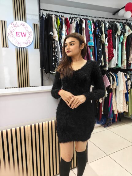Eyelash Knit Sweater Dress